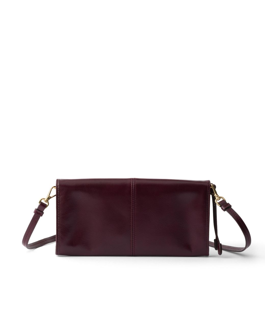 Prada Purple Leather Wallet With Shoulder Strap