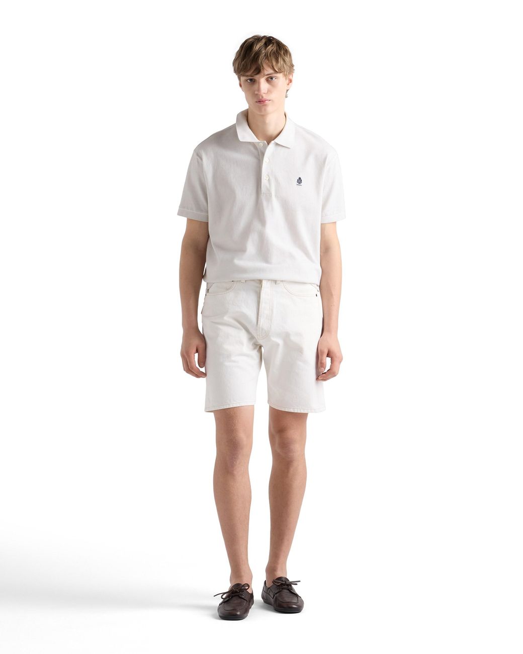 Prada White Garment-Dyed Cotton Polo Shirt for men