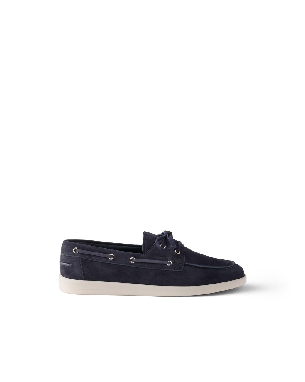 Prada Blue Suede Boat Shoes With Laces for men