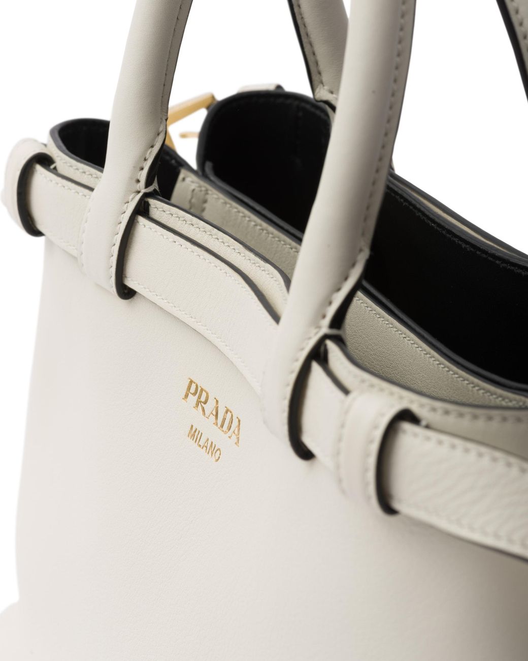 Borsa Buckle Small di Prada in White