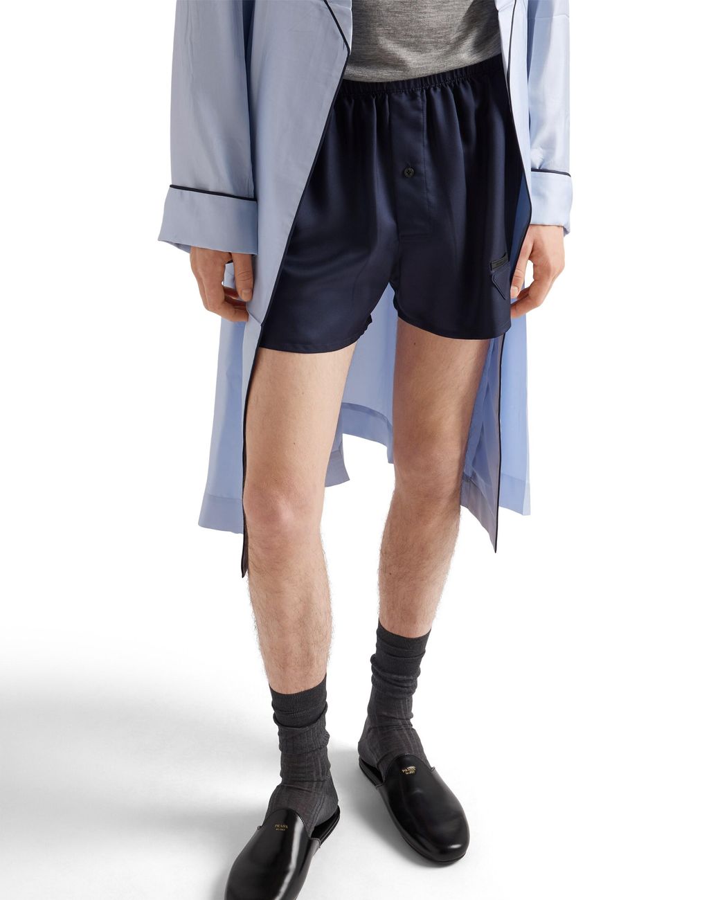 Prada Blue Silk Boxer Shorts for men