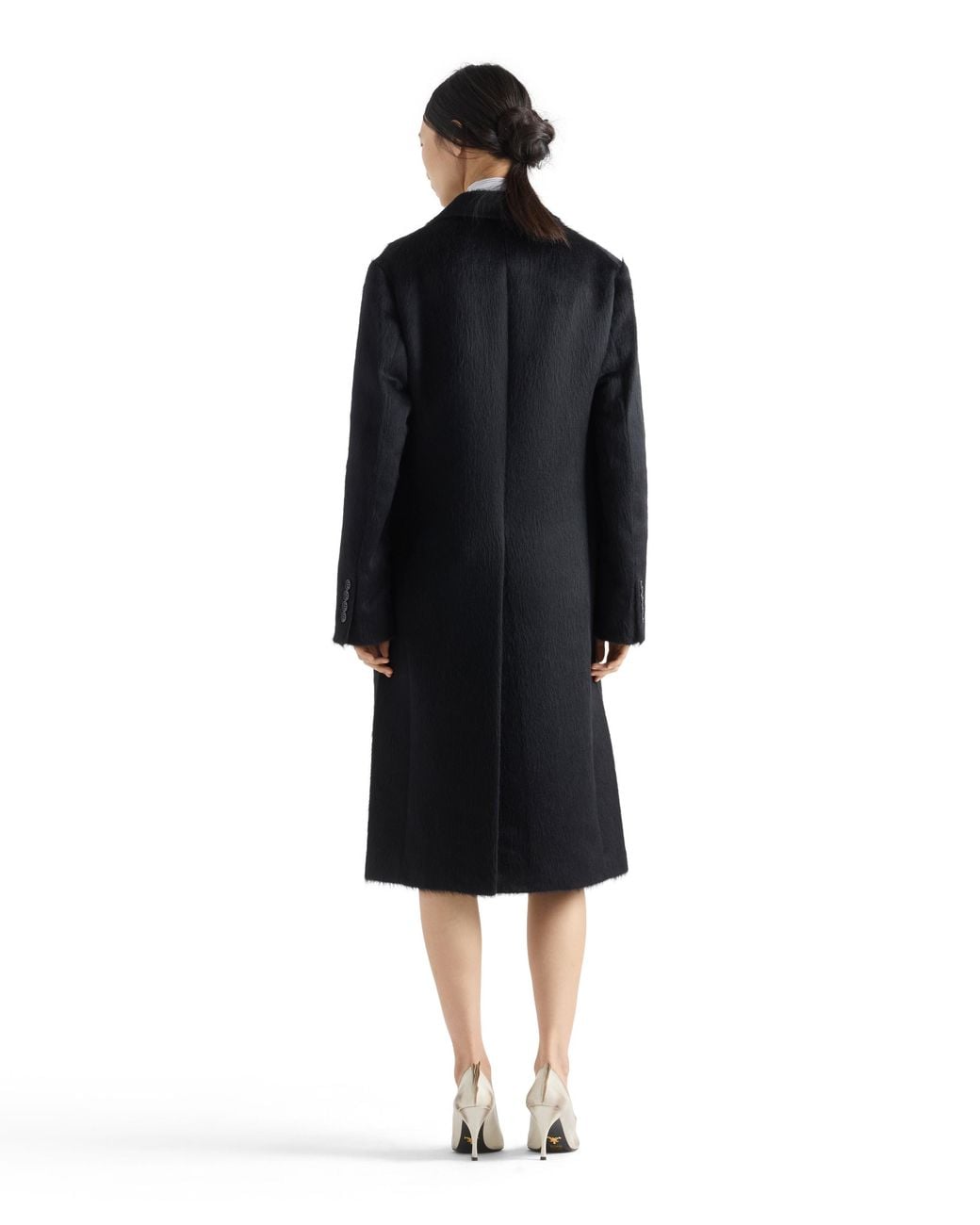Prada Black Single-Breasted Velour Coat