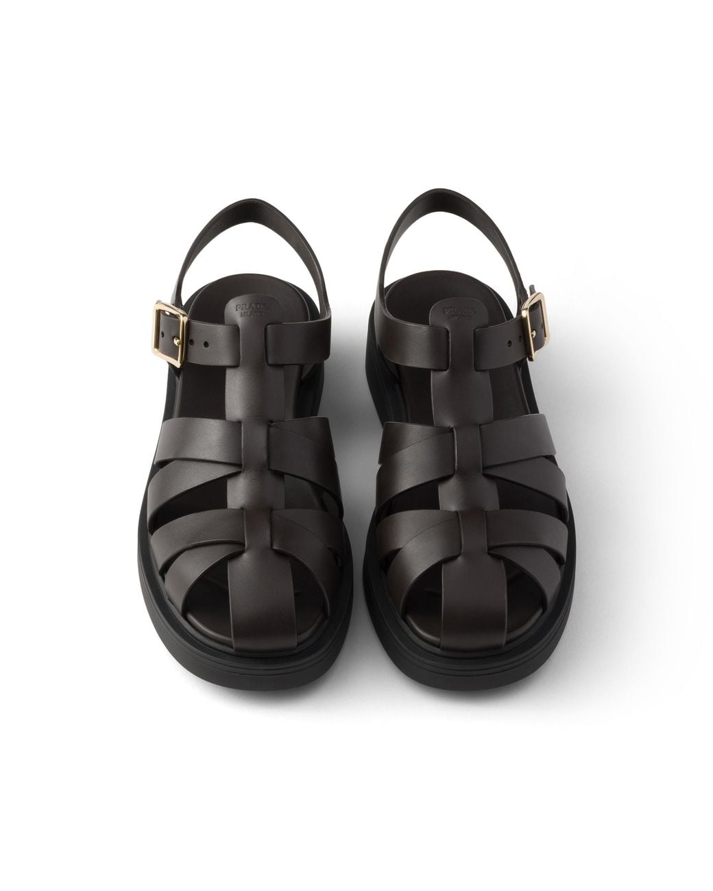 Prada Black Leather Fisherman's Sandals