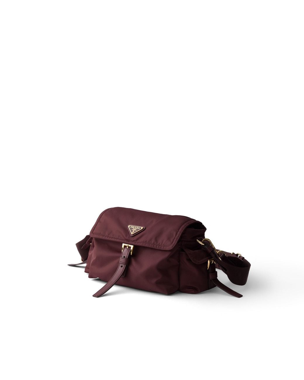 Prada Brown Explore Medium Re-Nylon Shoulder Bag With Flap, Burgundy