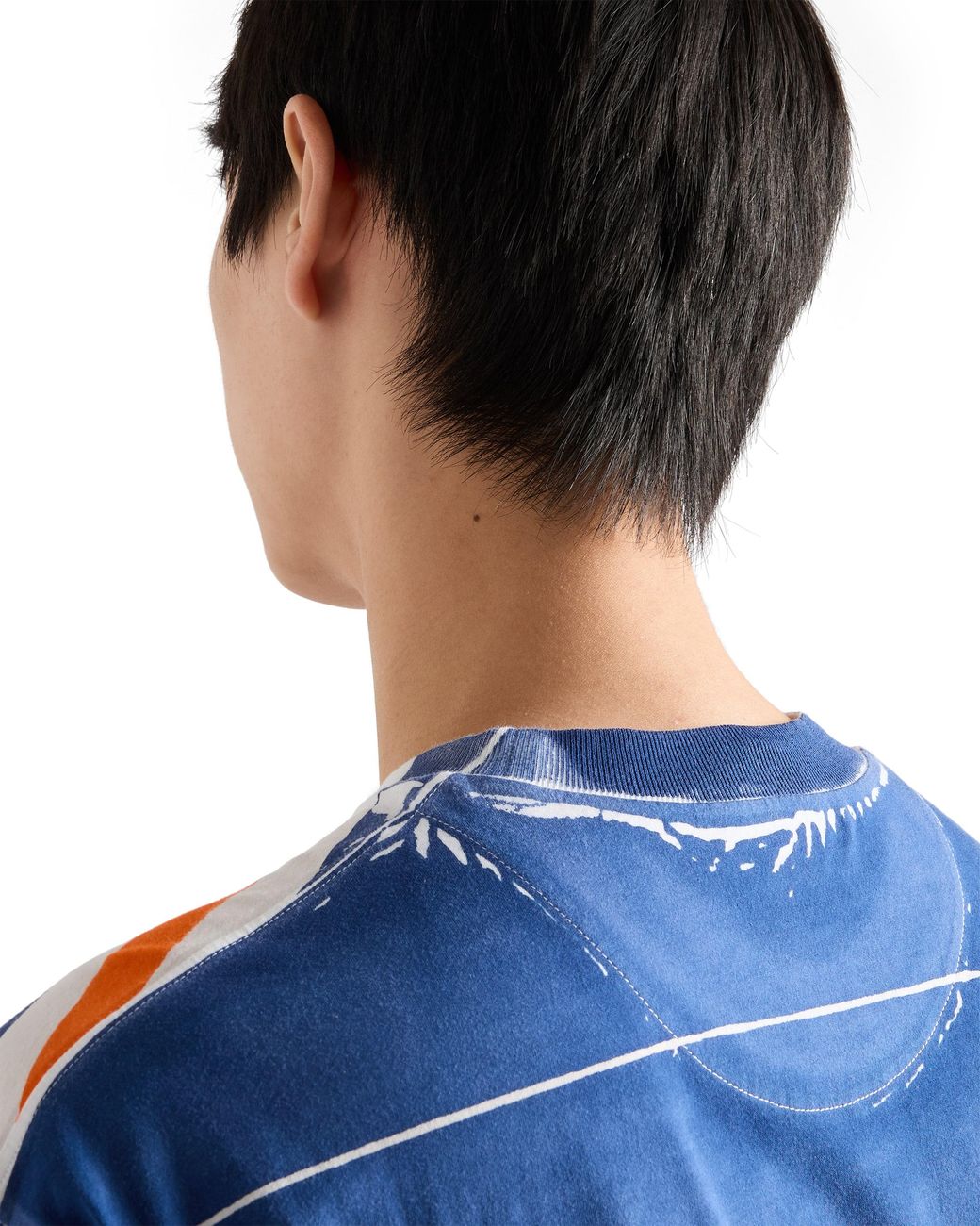Prada Blue Printed Cotton T-Shirt for men