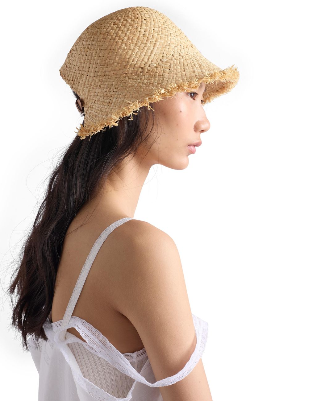 Prada White Raffia Hat