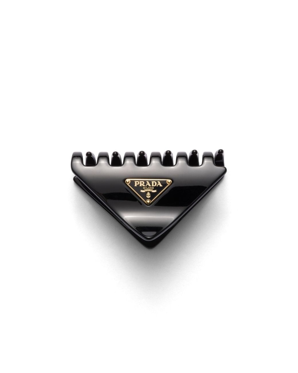 Prada Black Haarspange Mit Triangolo-Logo, Damen