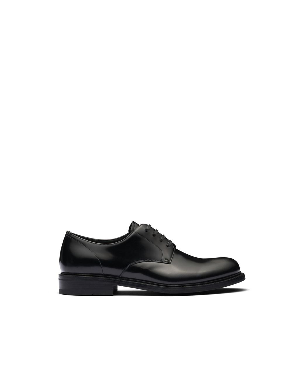 Prada Black Brushed Leather Lace-Up Shoes for men