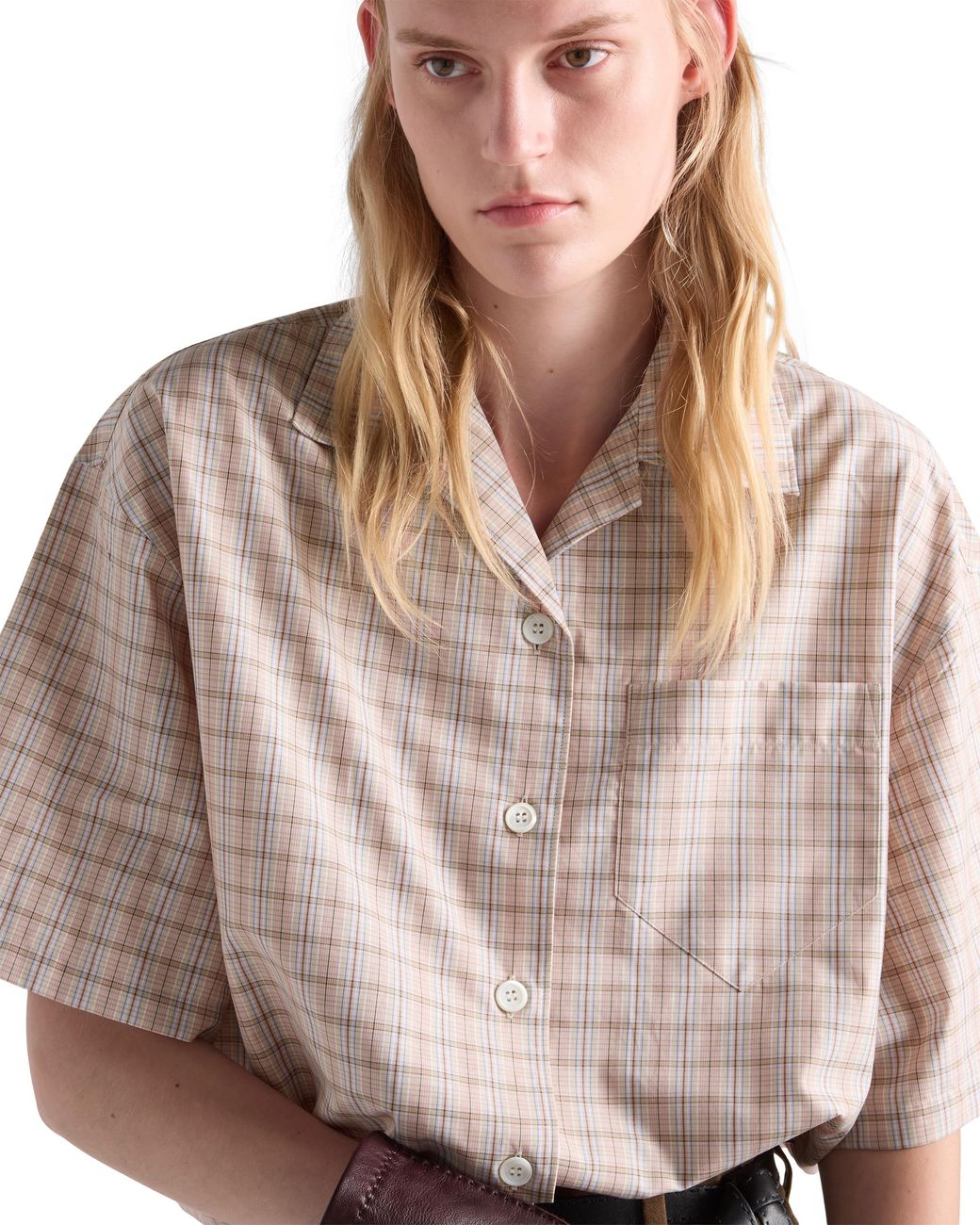 Prada Pink Madras Fabric Bowling Shirt