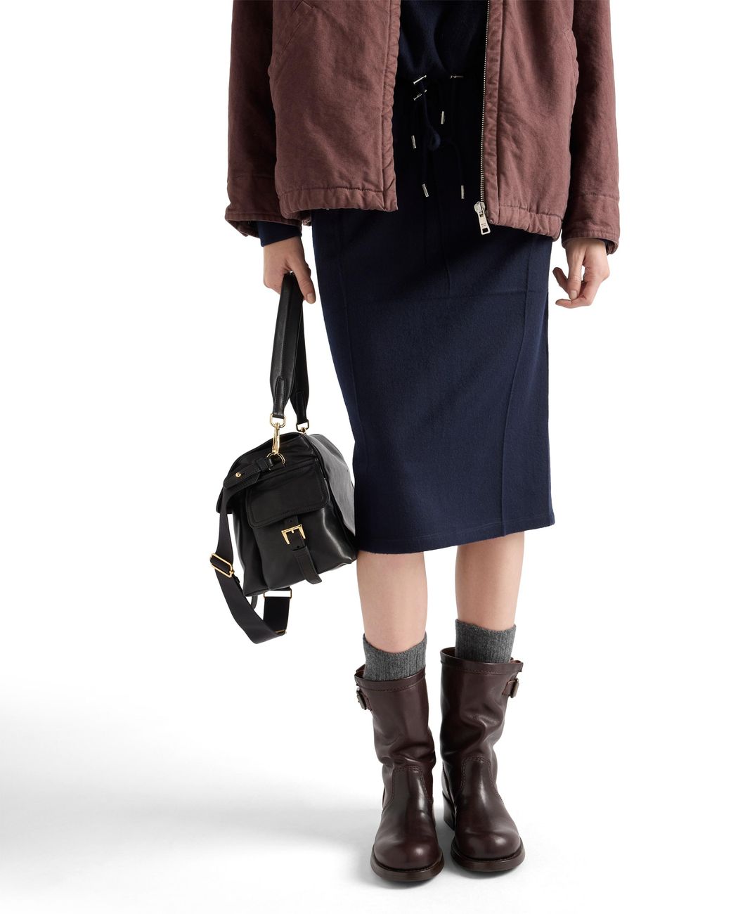 Prada Blue Wool-Cashmere Midi Skirt
