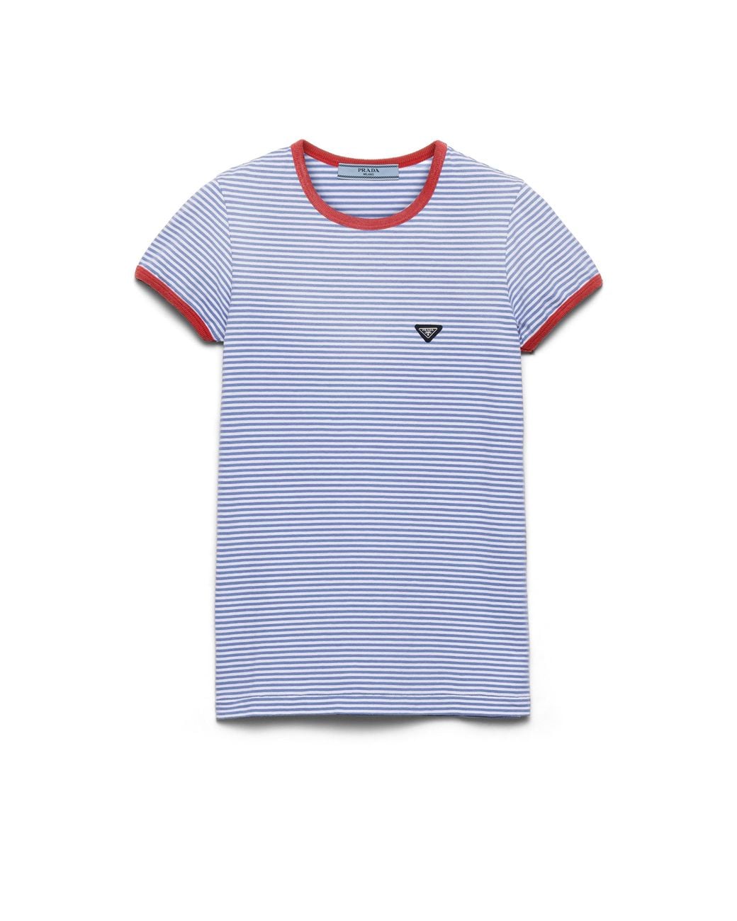 Prada Blue Striped Stamp T-Shirt