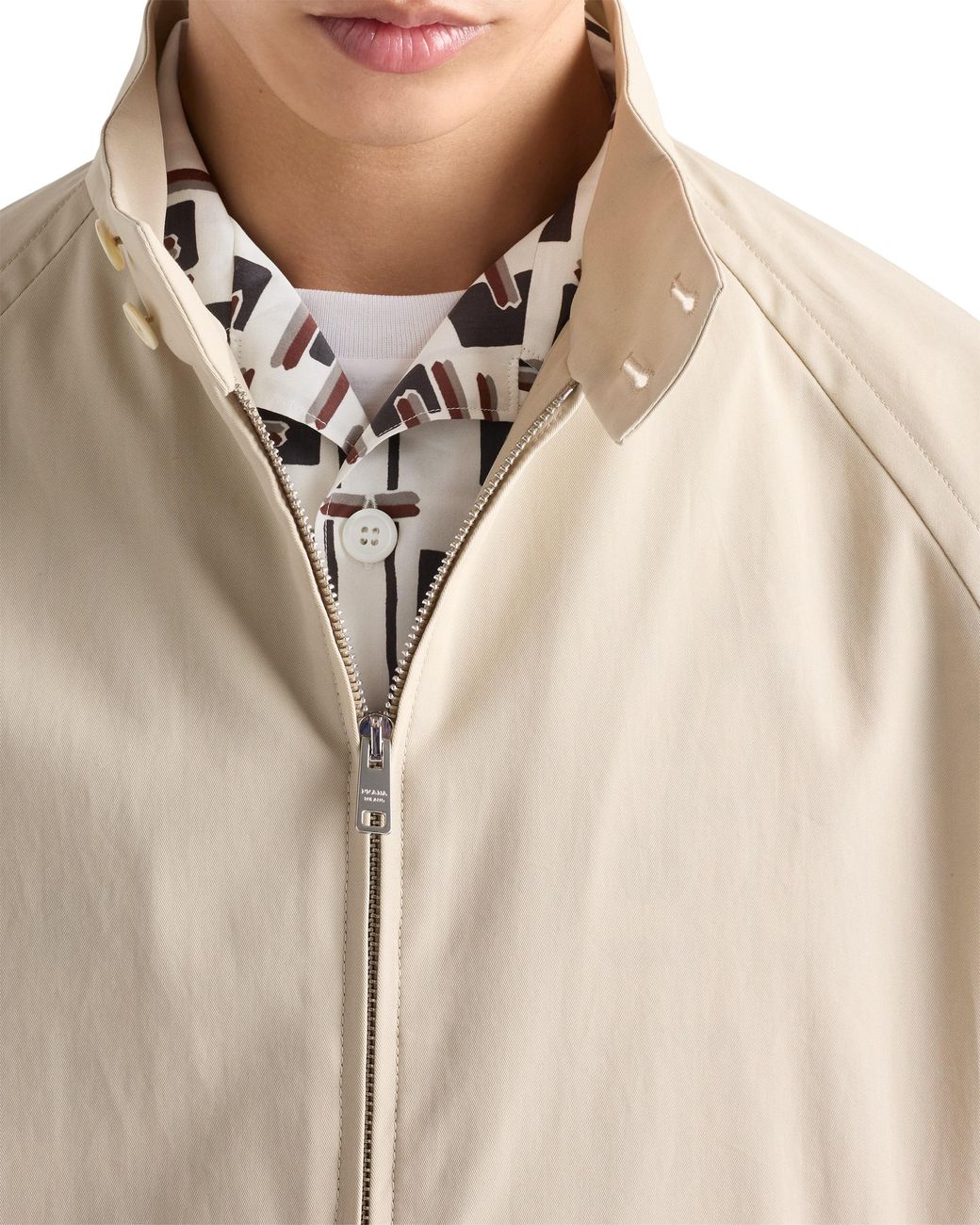 Prada White Printed Cotton Blend Shirt, Natural/Burgundy for men