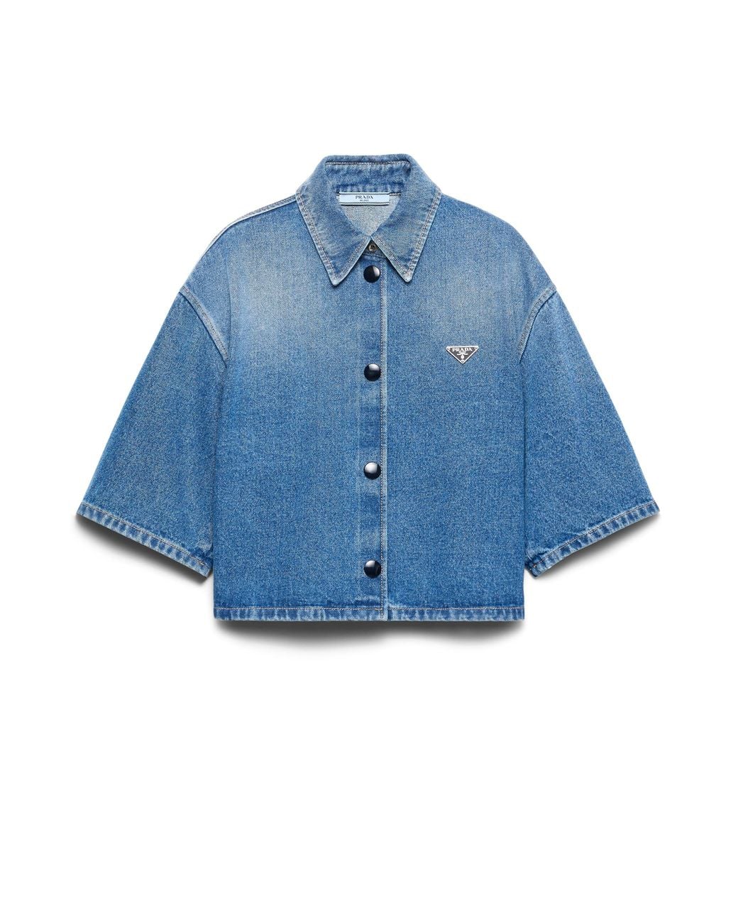 Prada Blue Denim Cropped Shirt