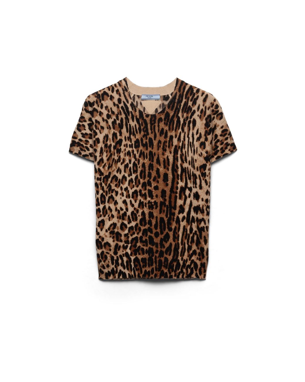 Prada Brown Short-Sleeved Printed Cashmere Sweater