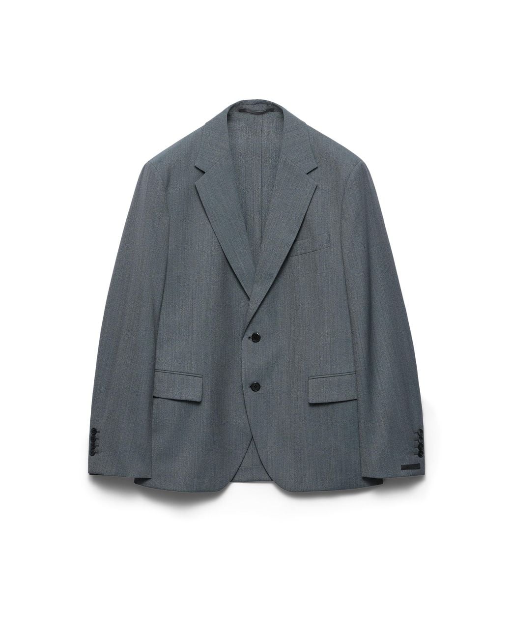 Prada Blue Single-Breasted Wool Jacket for men