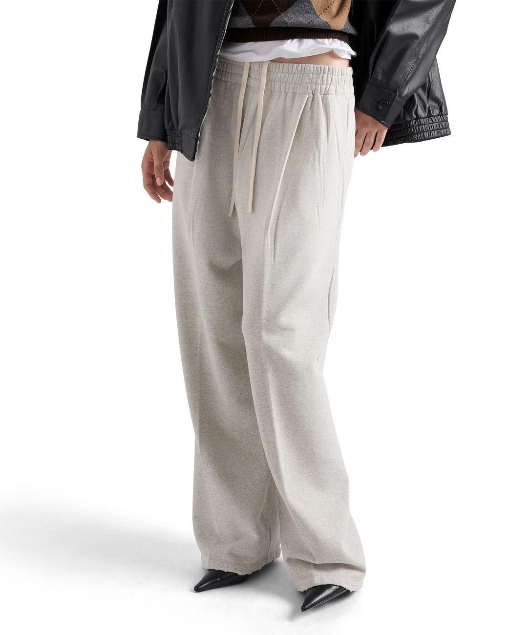 Prada White Cotton Fleece Pants, Marble