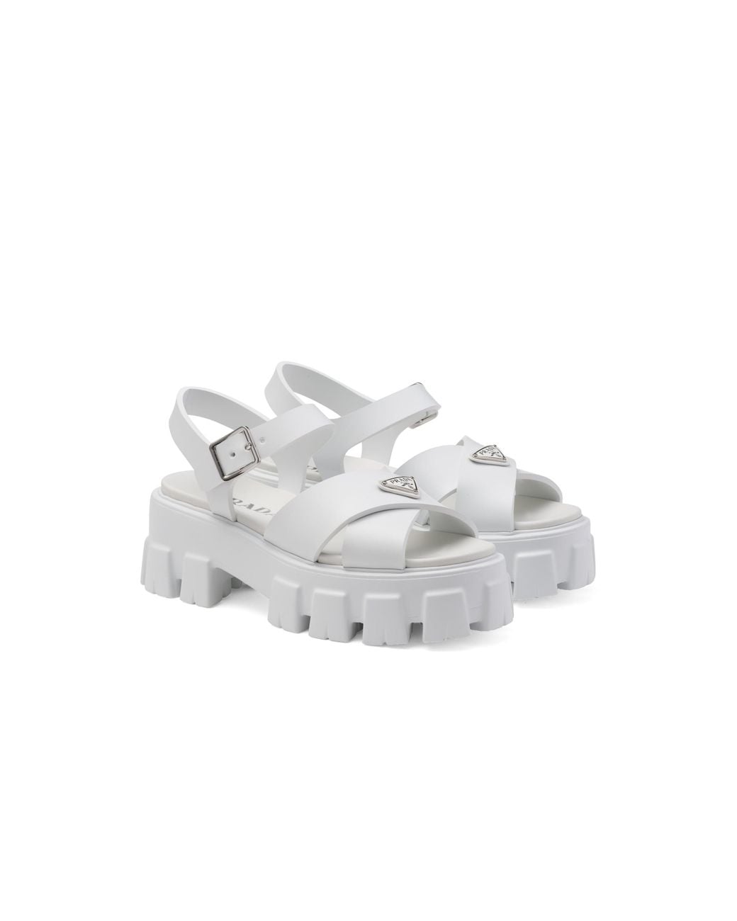 Prada White Monolith Rubber Sandals