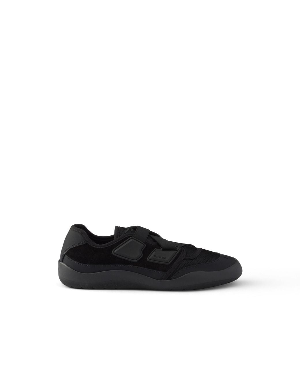 Prada Black Speedrock Technical Mesh And Leather Sneakers