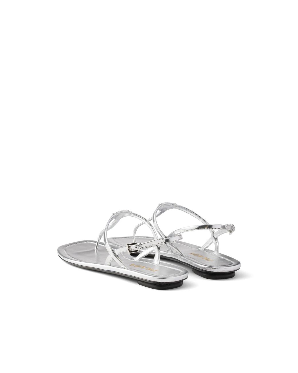 Prada White Metallic Leather Thong Sandals