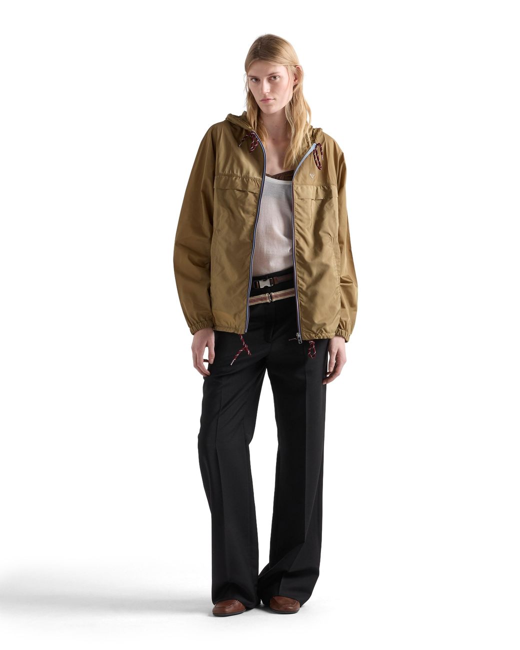 Prada Natural Lightweight Re-Nylon Hooded Raincoat