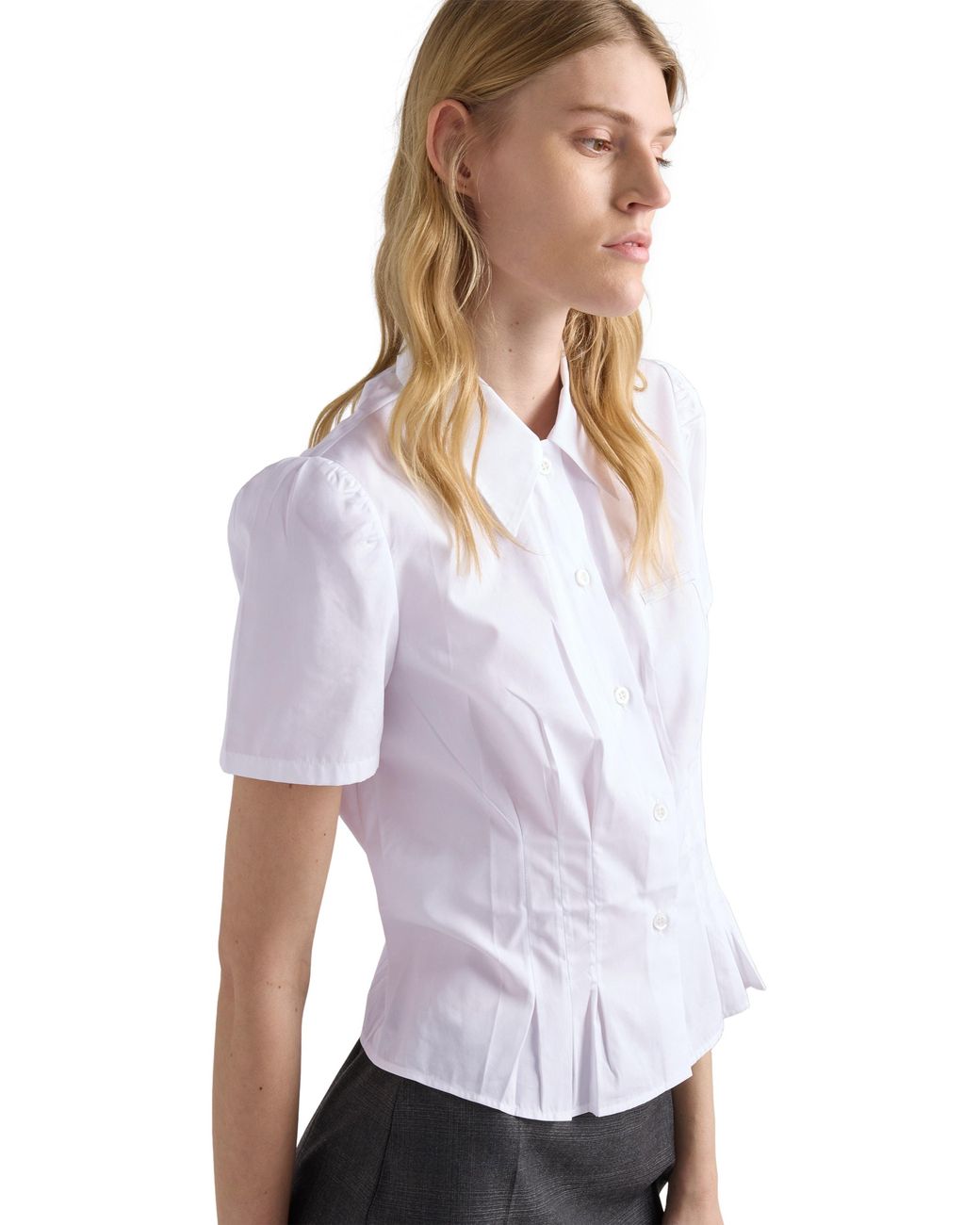 Prada White Short-Sleeved Poplin Shirt