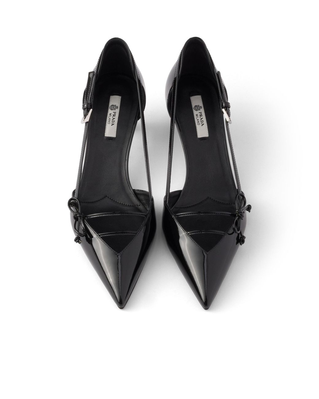 Prada Black Open Side Patent Leather Pumps, Size 35