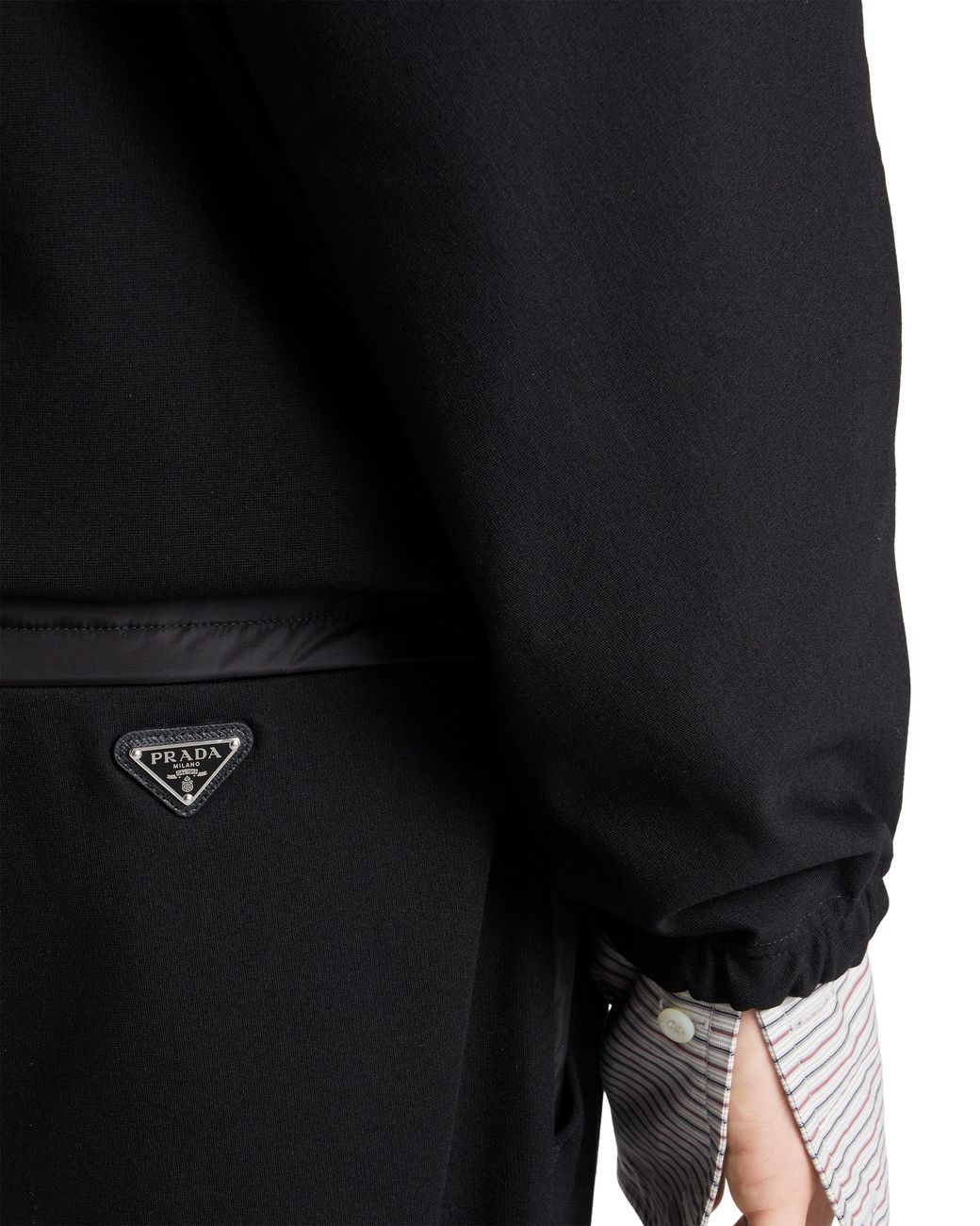 Prada Black Fleece Pants With Re-Nylon Details for men