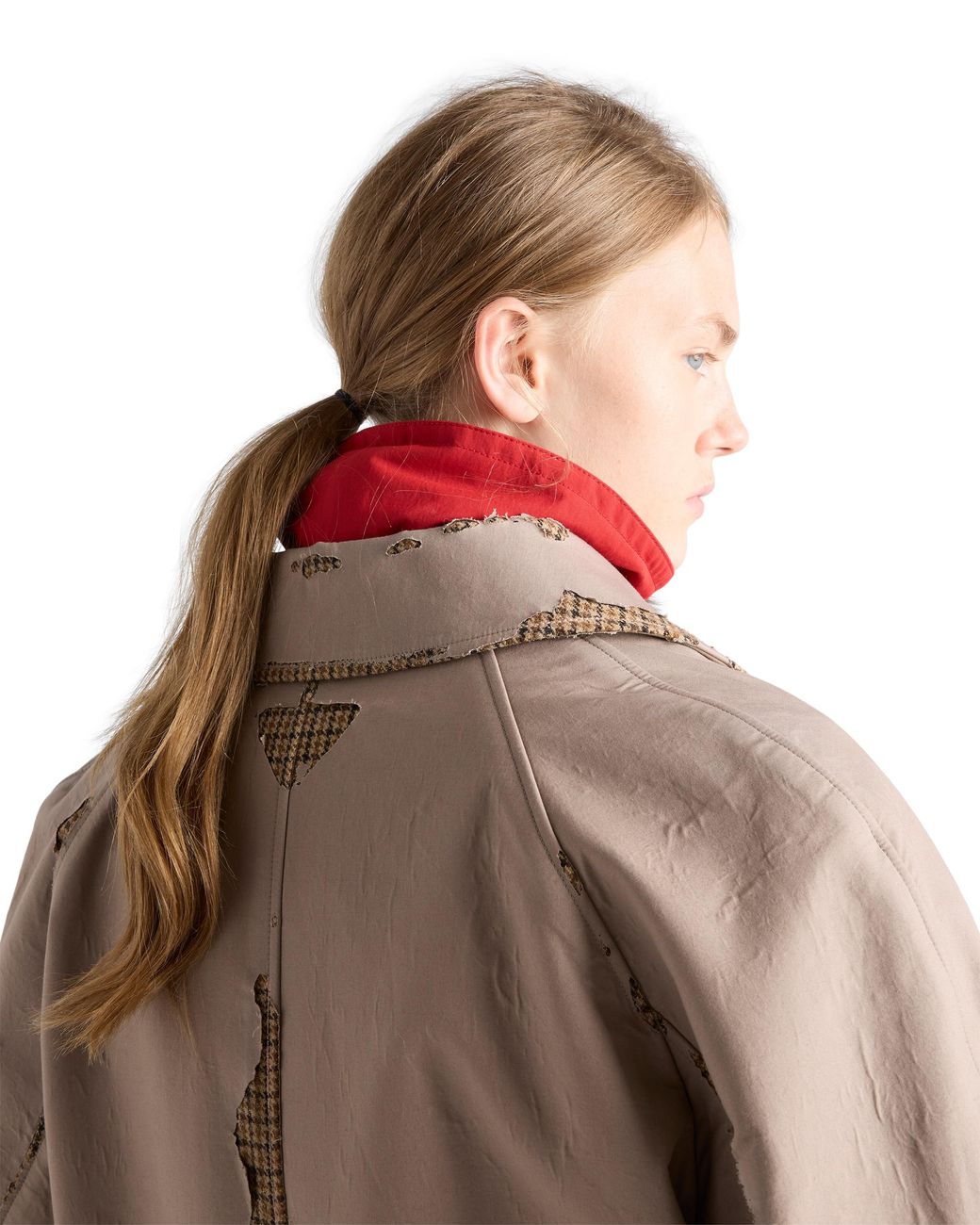 Prada Natural Bonded Poplin Coat With Devoré Effect