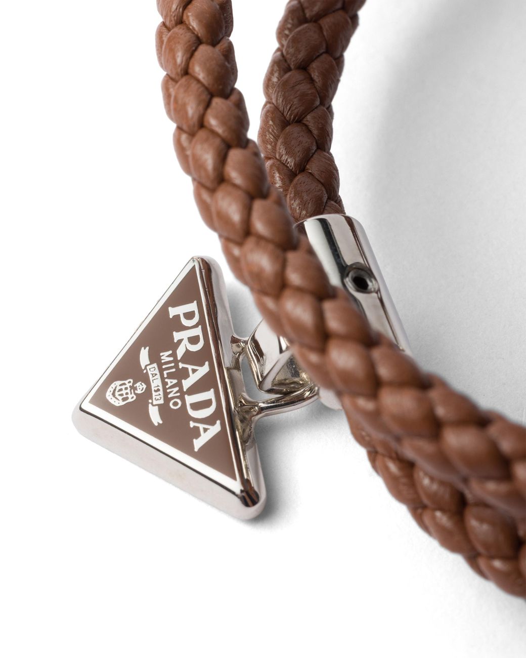 Prada White Braided Nappa Leather Bracelet for men