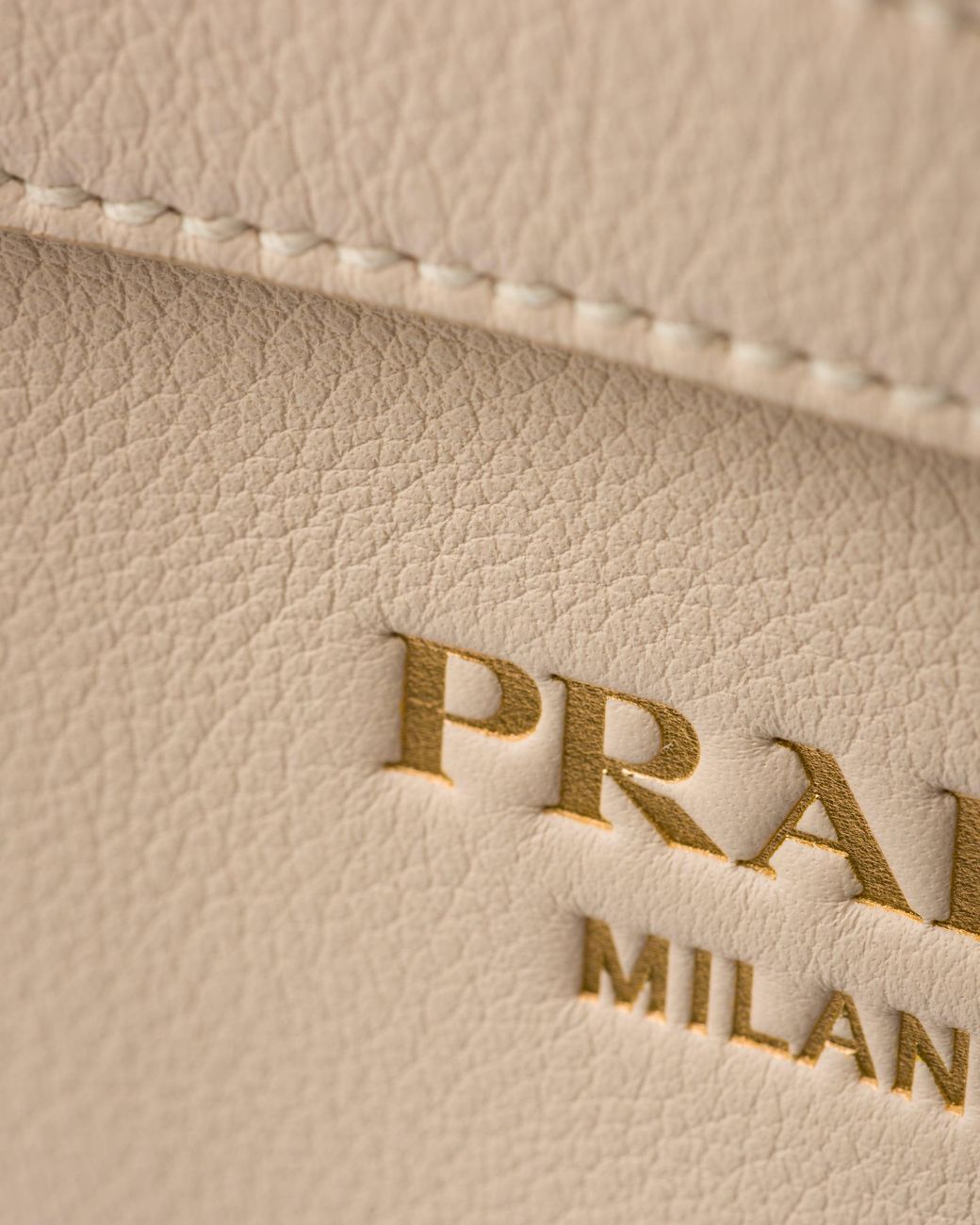 Prada Natural Buckle Medium Leather Handbag With Double Belt