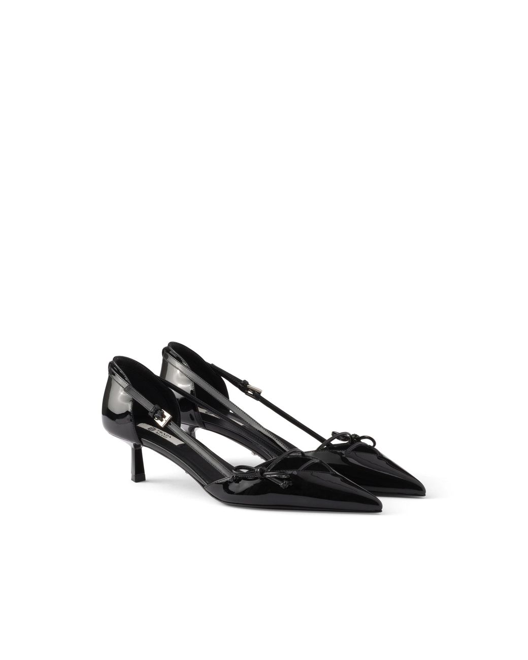 Prada Black Open Side Patent Leather Pumps, Size 35