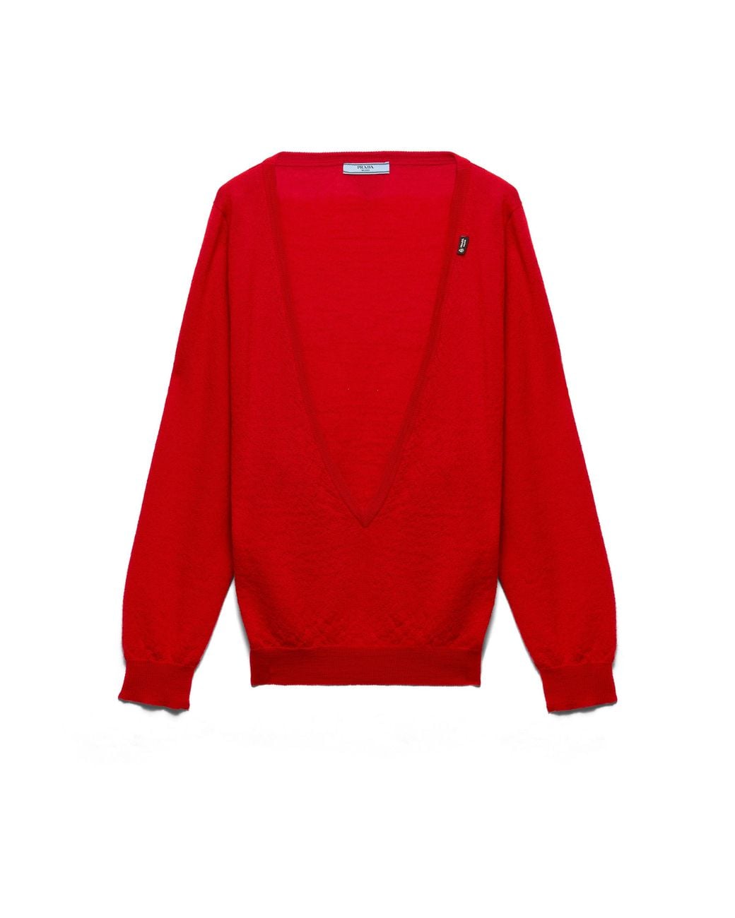 Prada Red Cashmere V-Neck Sweater