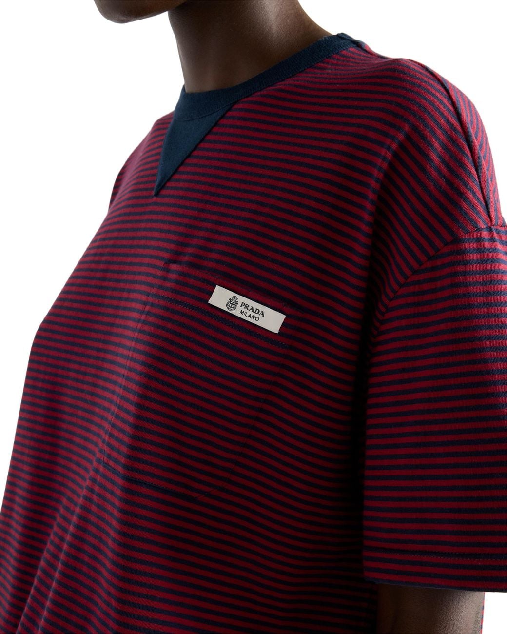 Prada Purple Oversized Striped Jersey T-Shirt