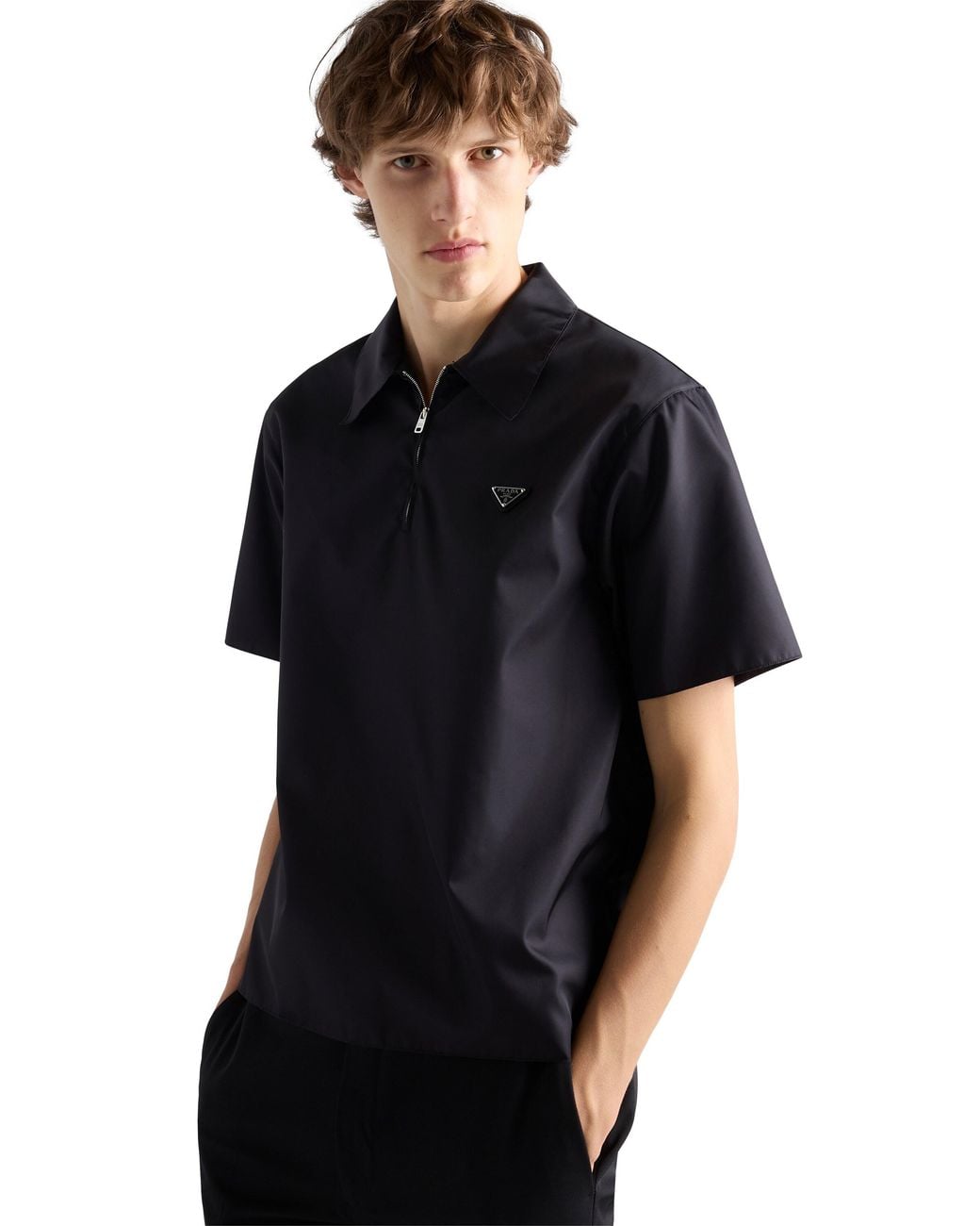 Prada Black Short-Sleeved Re-Nylon Shirt for men
