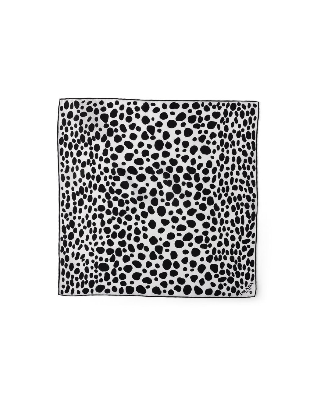 Prada Black Printed Silk Twill Scarf, 43 X 43