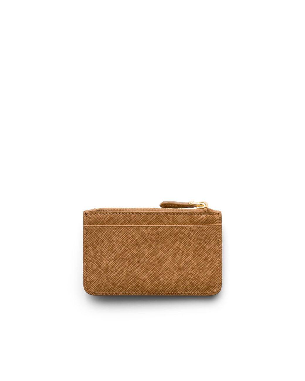 Prada Brown Saffiano And Smooth Leather Card Holder