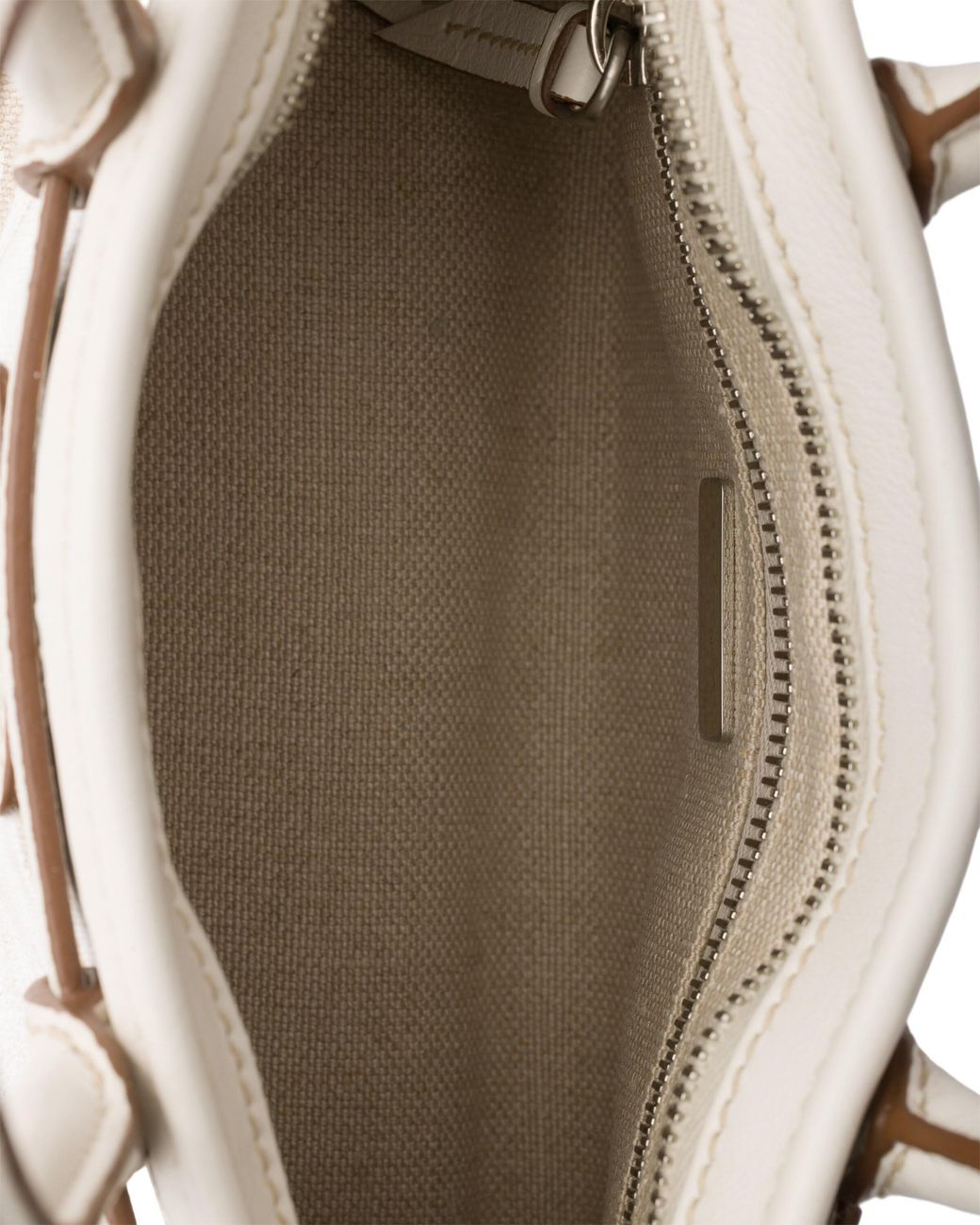 Prada White Bonnie Small Printed Linen And Leather Handbag