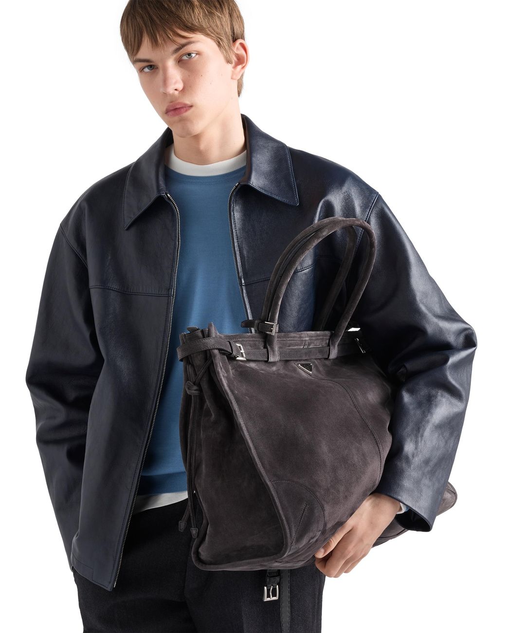 Prada Black Bonnie Suede Tote Bag for men