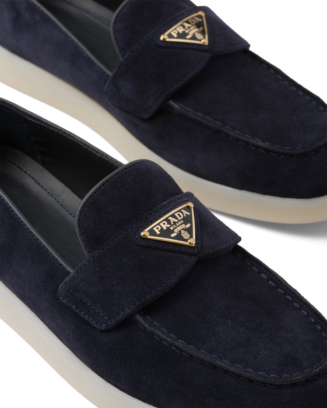 Prada Blue Loafers Saint Tropez Aus Veloursleder