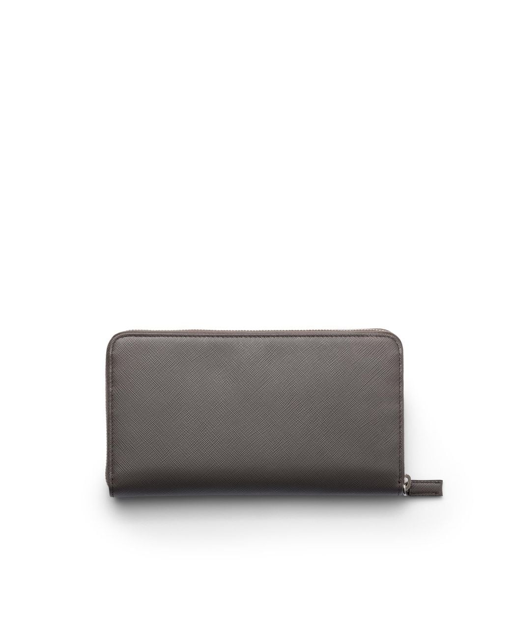 Prada Gray Saffiano Leather Zip Around Wallet for men