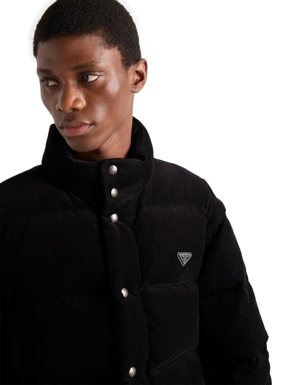 Prada Black Medium-Weight Corduroy Down Jacket for men
