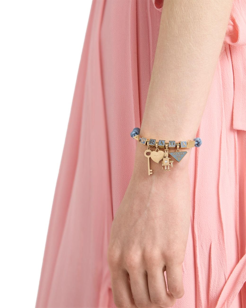 Prada White Nappa Leather And Metal Bracelet