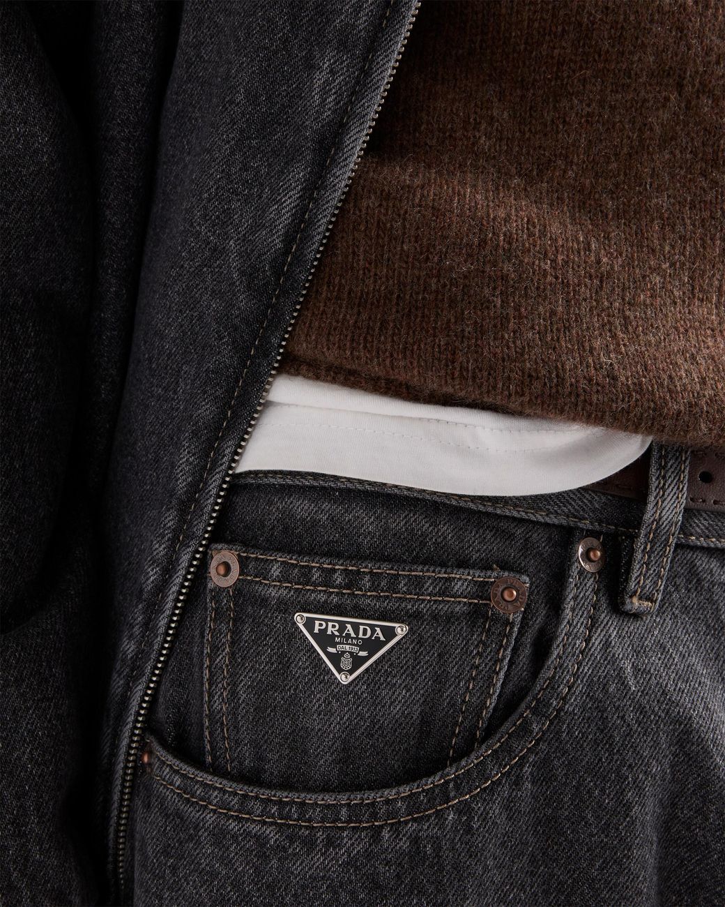 Prada Gray Vintage-Look Denim Jeans for men