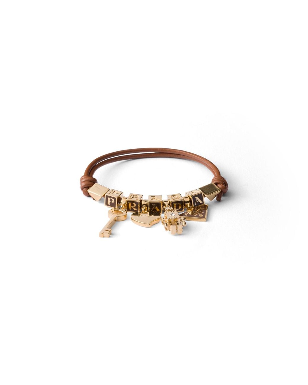 Prada White Nappa Leather And Metal Bracelet