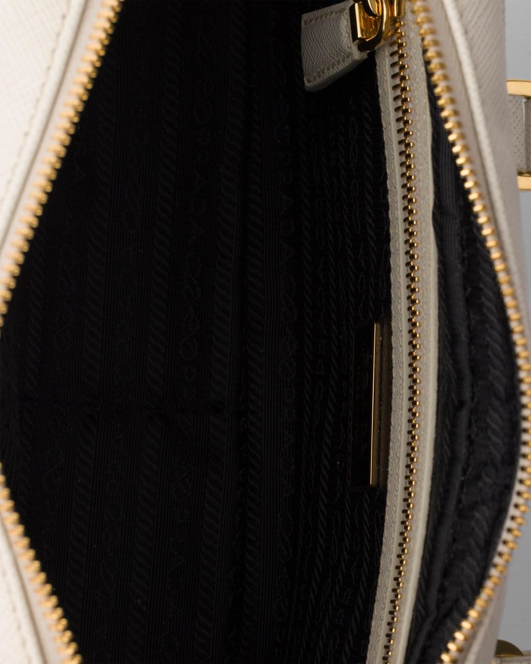 Prada White Small Saffiano Leather Top-Handle Bag, Chalk