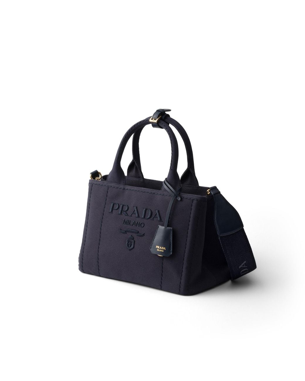 Prada Blue Jardinière Small Cotton Canvas Bag, Baltic