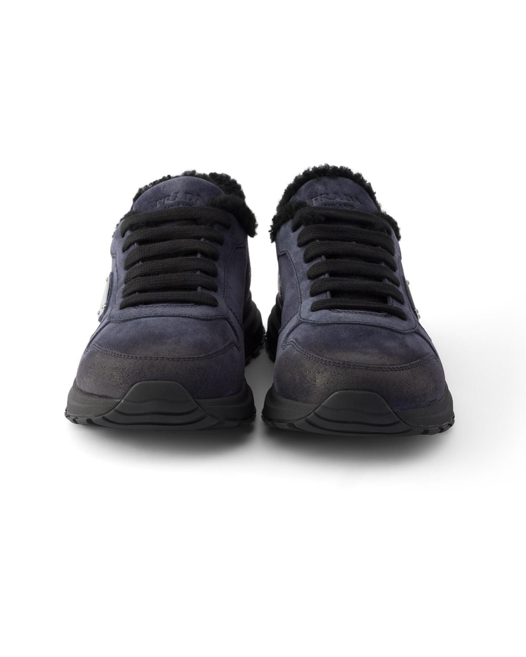 Prada Blue Prax Aged Suede Sneakers, Size 5 for men