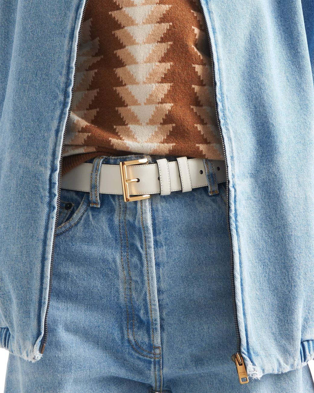 Prada White Leather Belt