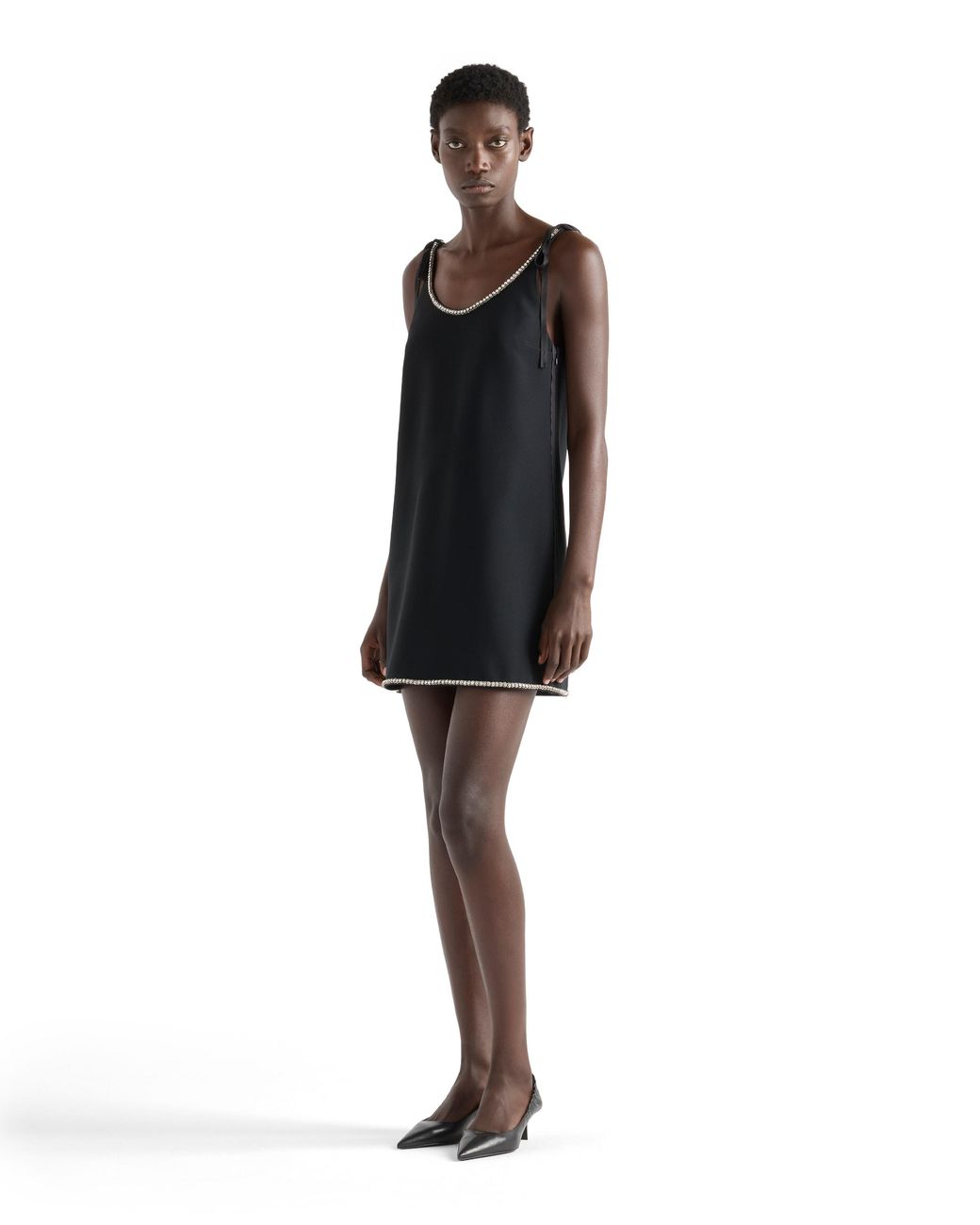 Prada Black Compact Sablé Mini-Dress