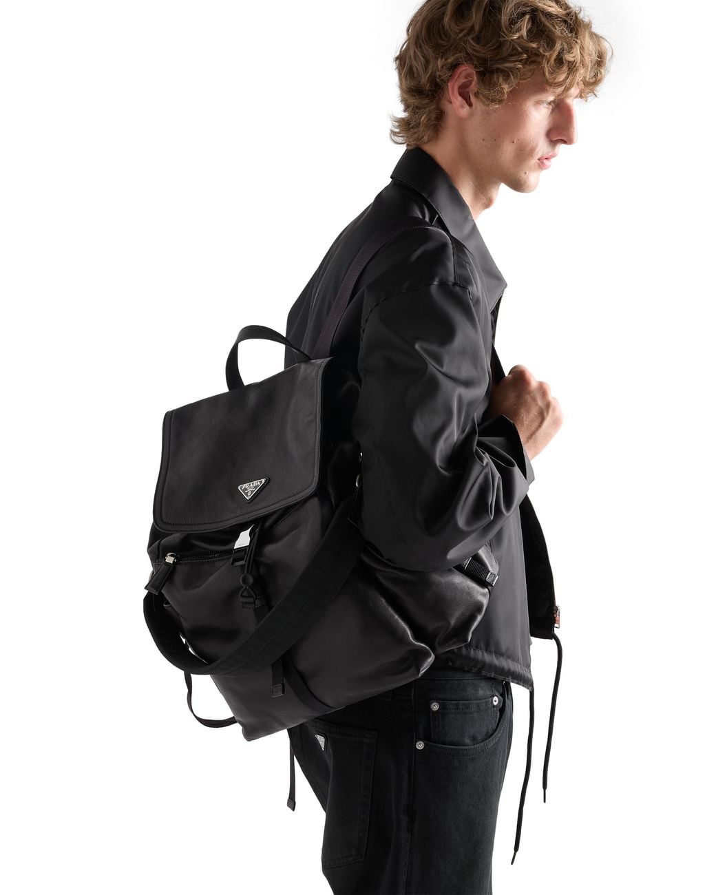 Prada Black Explore Leather Backpack for men